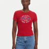 Tommy Jeans Тишърт DW0DW21421 Червен Slim Fit цвят на ниска цена