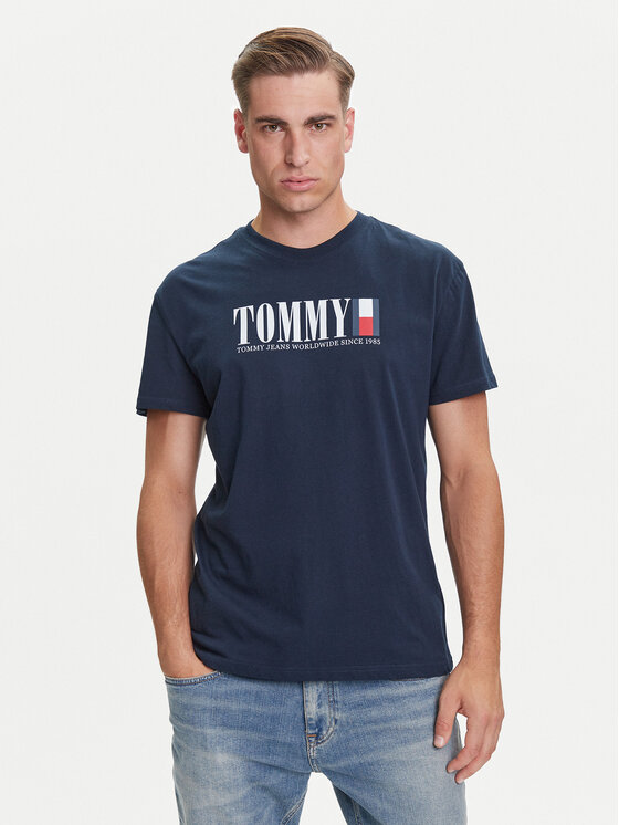Tommy Jeans Тишърт Dna Flag DM0DM21941 Тъмносин Regular Fit цвят на ниска цена