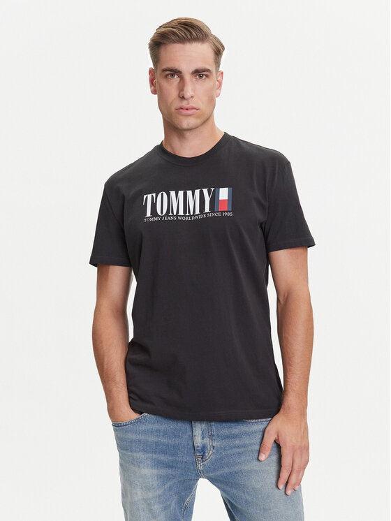 Tommy Jeans Тишърт Dna Flag DM0DM21941 Черен Regular Fit цвят на ниска цена