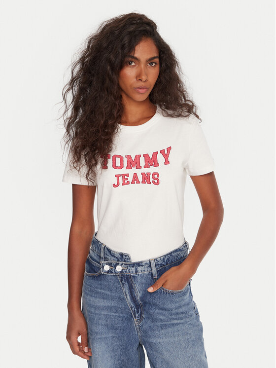 Tommy Jeans Тишърт Varsity DW0DW21966 Бял Regular Fit цвят на ниска цена