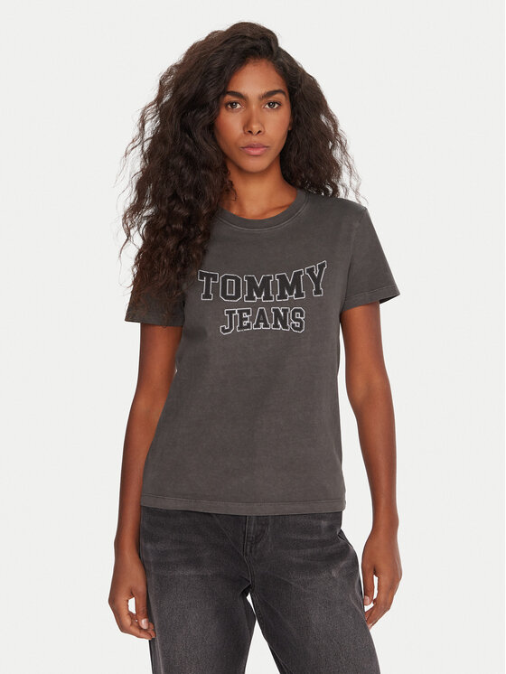 Tommy Jeans Тишърт Varsity DW0DW21966 Черен Regular Fit цвят на ниска цена