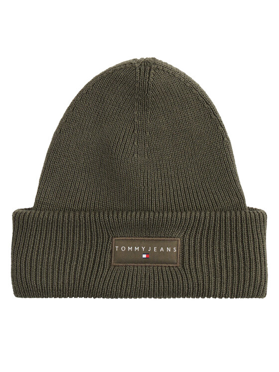 Tommy Jeans Шапка Tjm Linear Beanie AM0AM13666 Зелен цвят на ниска цена
