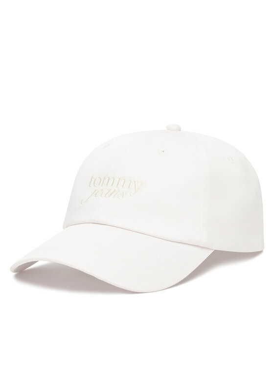 Tommy Jeans Шапка с козирка Script AW0AW17815 Бял цвят на ниска цена