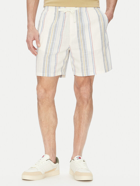 Tommy Jeans Шорти от плат DM0DM21948 Екрю Regular Fit цвят на ниска цена