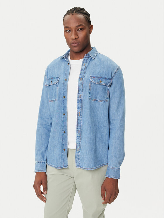 Tommy Jeans дънкова риза DM0DM21727 Син Regular Fit цвят на ниска цена