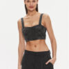 Tommy Jeans топ Bustier Top Ah7185 DW0DW17699 Черен Slim Fit цвят на ниска цена