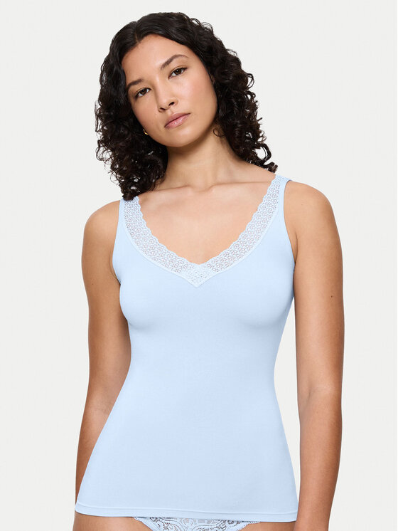 Triumph топ Feel Of Modal 10221637 Светлосиньо Slim Fit цвят на ниска цена