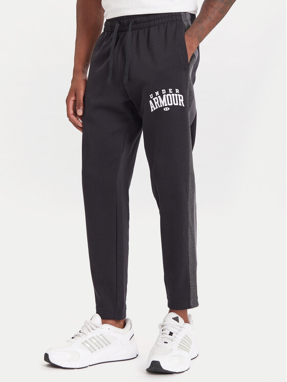 Under Armour Долнище анцуг Ua Rival Fleece Colorblock 6003954 Черен Loose Fit цвят на ниска цена