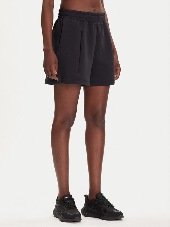 Under Armour Спортни шорти Unstoppable Flc Pltd Short 1382764-001 Черен Loose Fit цвят на ниска цена