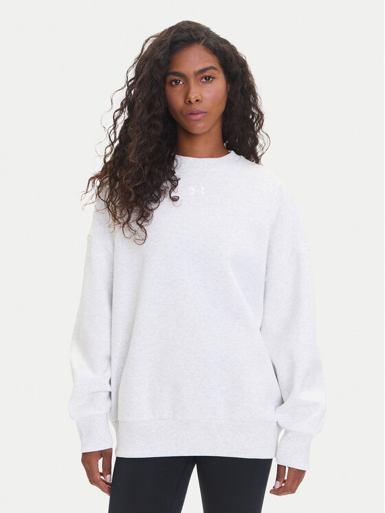 Under Armour Суитшърт Ua Rival 1386463 Бял Oversize цвят на ниска цена