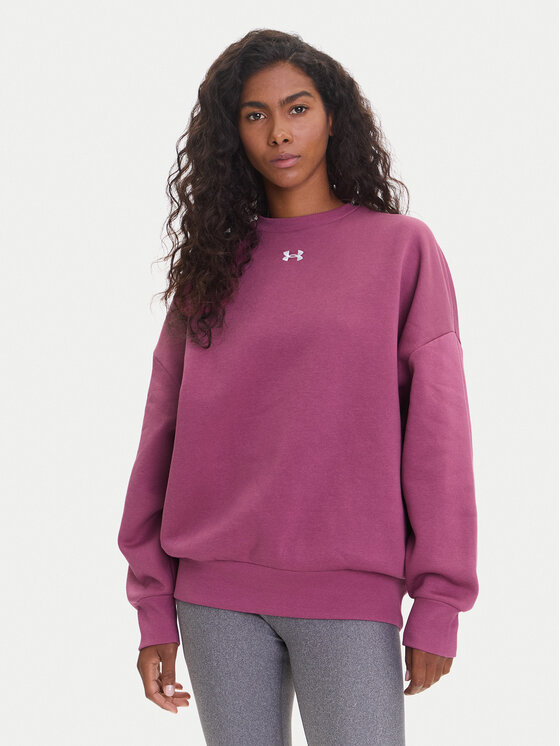 Under Armour Суитшърт Ua Rival 1386463 Розов Oversize цвят на ниска цена