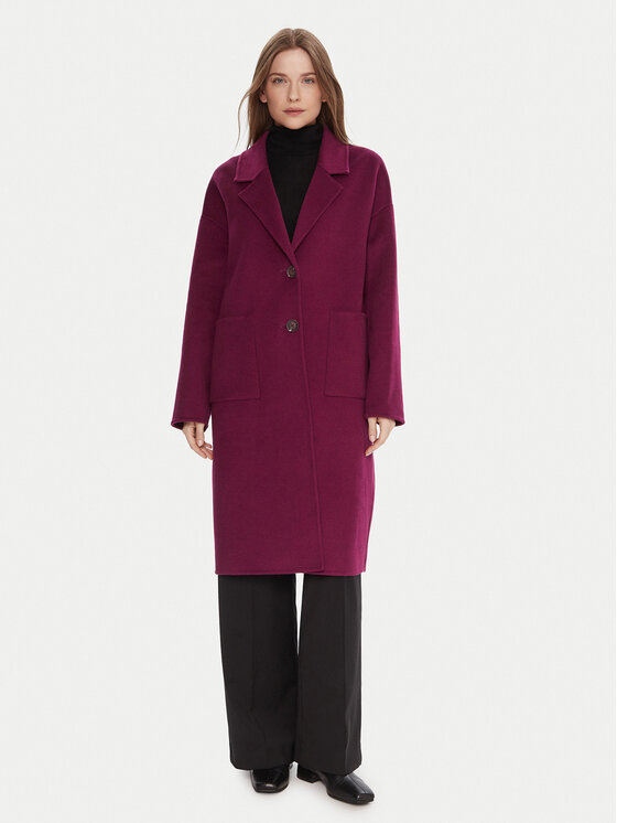 United Colors Of Benetton Вълнено палто 28F7DN082 Виолетов Regular Fit цвят на ниска цена