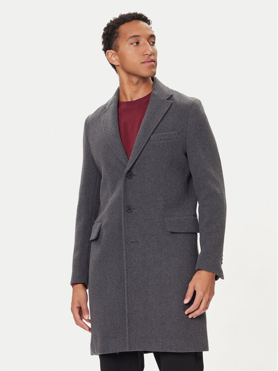United Colors Of Benetton Вълнено палто 2X59UN05M Сив Regular Fit цвят на ниска цена