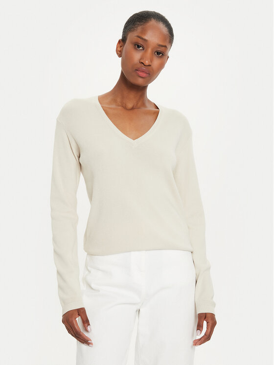 United Colors Of Benetton Пуловер 1091D4625 Бежов Regular Fit цвят на ниска цена