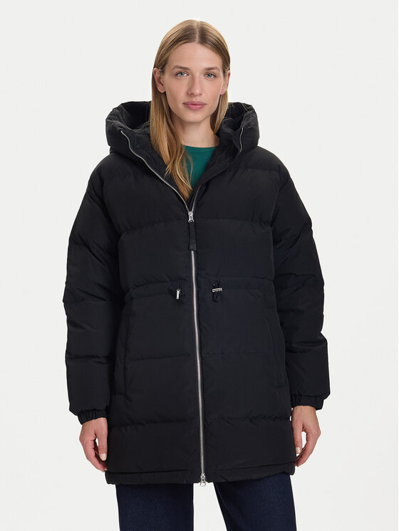 United Colors Of Benetton Пухено яке 22T6DN087 Черен Regular Fit цвят на ниска цена