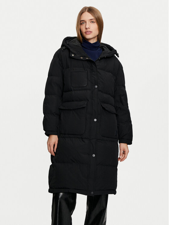 United Colors Of Benetton Пухено яке 2JF8DN060 Черен Regular Fit цвят на ниска цена