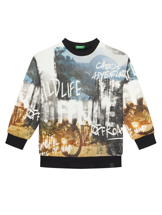 United Colors Of Benetton Суитшърт 3WECC10PR Черен Oversize цвят на ниска цена