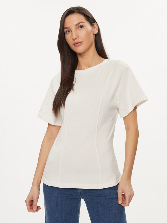 United Colors Of Benetton Тишърт 3BL0D106A Екрю Regular Fit цвят на ниска цена