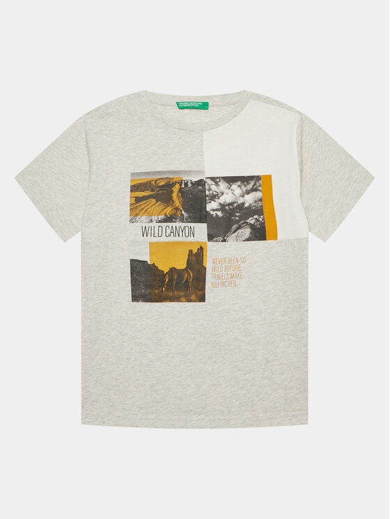 United Colors Of Benetton Тишърт 3I1XC10HN Сив Oversize цвят на ниска цена