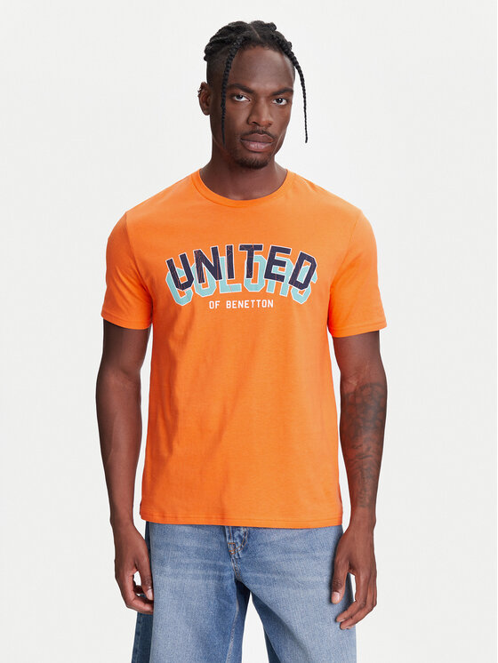 United Colors Of Benetton Тишърт 3I1XU1096 Оранжев Regular Fit цвят на ниска цена