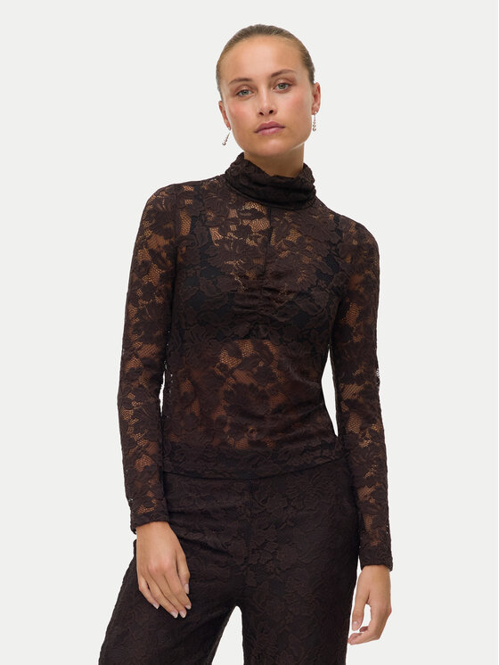 Vero Moda Блуза Neline 10335562 Кафяв Slim Fit цвят на ниска цена