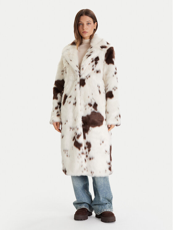 Vero Moda Кожено палто Crystal 10343568 Бежов Loose Fit цвят на ниска цена