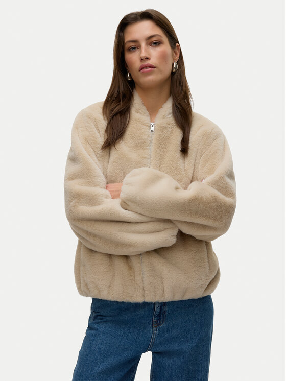 Vero Moda Кожено палто Sonjaliga 10331291 Бежов Regular Fit цвят на ниска цена