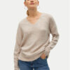 Vero Moda Пуловер Crewlefile 10233357 Бежов Loose Fit цвят на ниска цена
