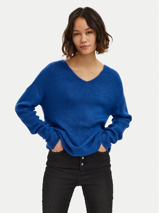 Vero Moda Пуловер Crewlefile 10233357 Син Loose Fit цвят на ниска цена