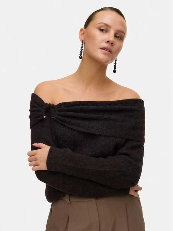 Vero Moda Пуловер Lovely 10336698 Кафяв Regular Fit цвят на ниска цена