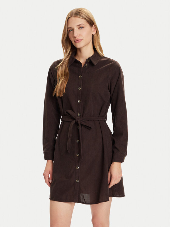 Vero Moda Рокля тип риза Elly 10334288 Кафяв Regular Fit цвят на ниска цена