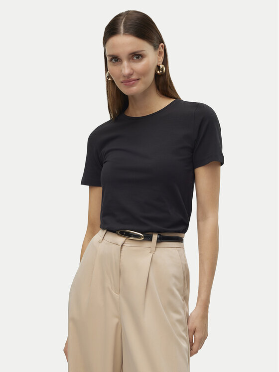 Vero Moda Тишърт Lulu 10323755 Черен Regular Fit цвят на ниска цена