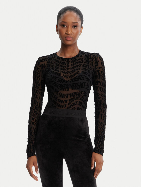 Versace Jeans Couture Боди 79HAM221 JS490 Черен Slim Fit цвят на ниска цена