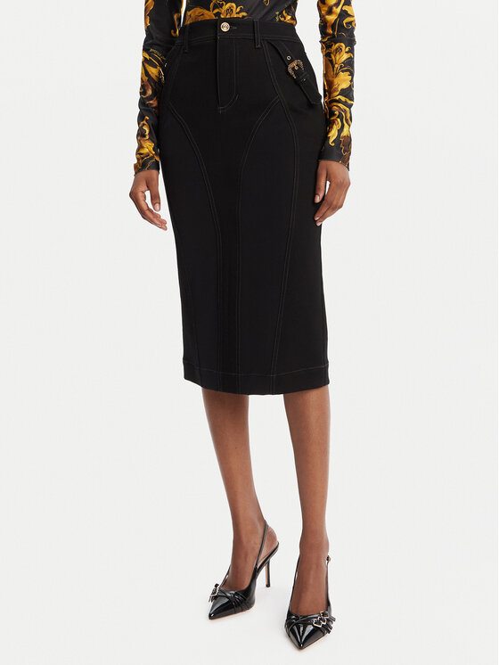 Versace Jeans Couture Дънкова пола 79HAE84M DT037 Черен Slim Fit цвят на ниска цена