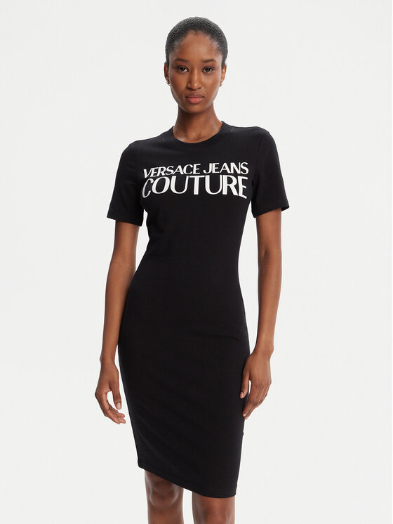 Versace Jeans Couture Ежедневна рокля 79HAOE05 CJ02E Черен Slim Fit цвят на ниска цена