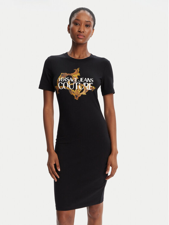 Versace Jeans Couture Ежедневна рокля 79HAOE06 CJ02E Черен Regular Fit цвят на ниска цена
