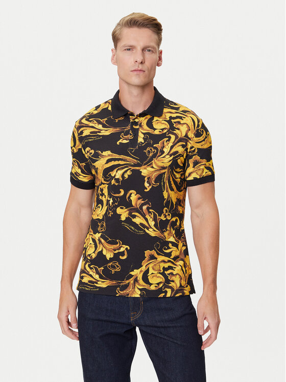 Versace Jeans Couture Тениска с яка и копчета 79GAG6S0 JS514 Черен Regular Fit цвят на ниска цена