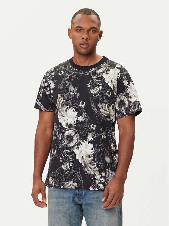 Versace Jeans Couture Тишърт 79GAH6R0 JS516 Черен Regular Fit цвят на ниска цена