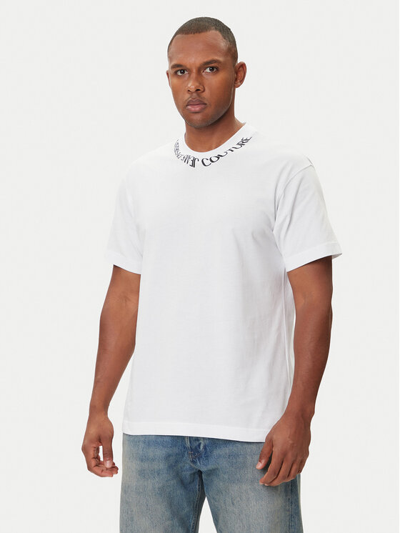 Versace Jeans Couture Тишърт 79GAHP03 CJ01P Бял Regular Fit цвят на ниска цена