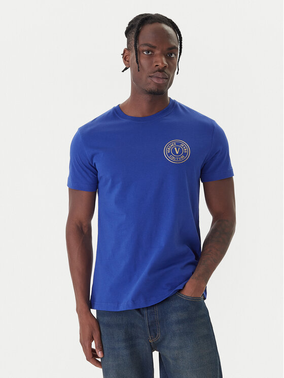 Versace Jeans Couture Тишърт 79GAHT00 CJ00T Син Regular Fit цвят на ниска цена