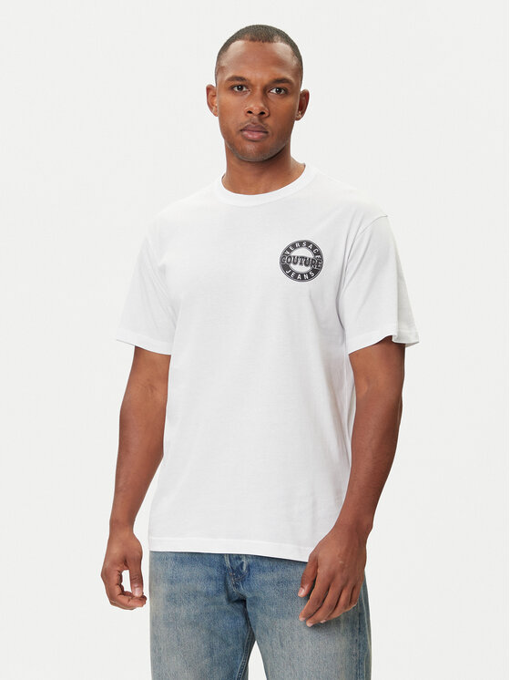Versace Jeans Couture Тишърт 79GAHT02 CJ00T Бял Regular Fit цвят на ниска цена