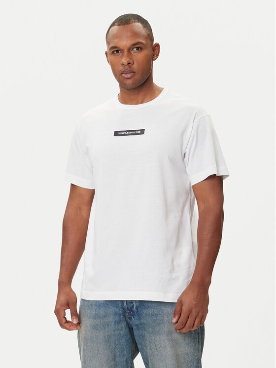 Versace Jeans Couture Тишърт 79GAHT06 CJ00T Бял Regular Fit цвят на ниска цена