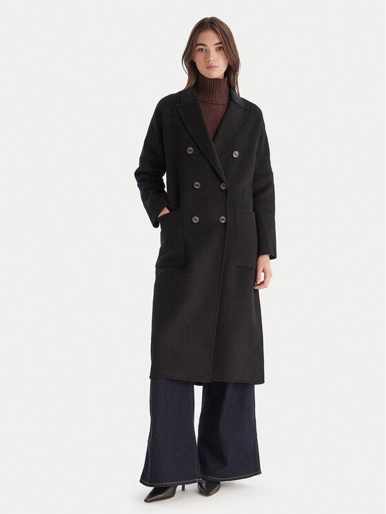 ViCOLO Вълнено палто TF0001 Черен Regular Fit цвят на ниска цена