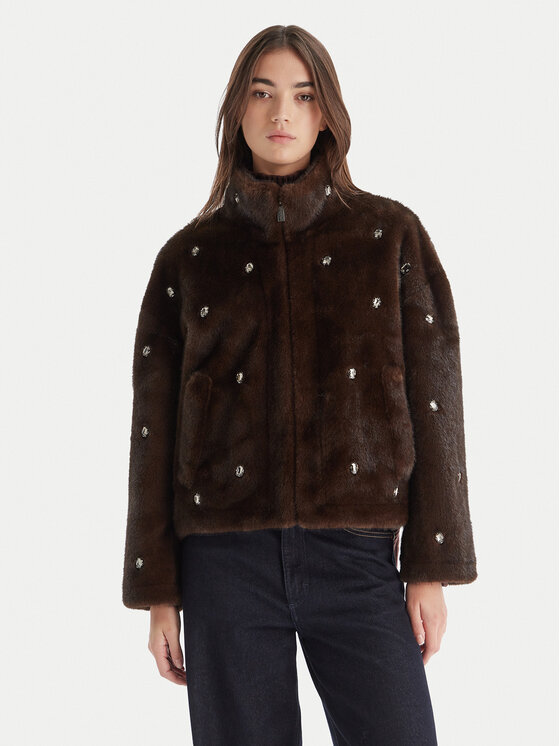 ViCOLO Кожено палто TF0047 Кафяв Regular Fit цвят на ниска цена