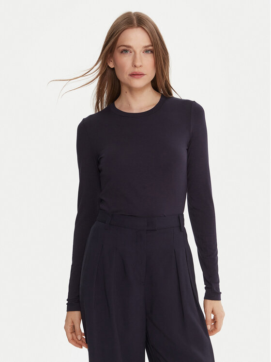 Weekend Max Mara Блуза Multie 2525946012 Тъмносин Slim Fit цвят на ниска цена