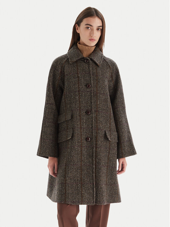 Weekend Max Mara Вълнено палто Pitone 2525016112 Кафяв Regular Fit цвят на ниска цена