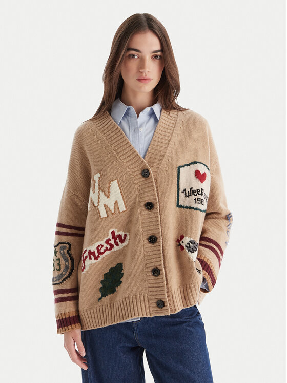 Weekend Max Mara Кардиган Belgio 2525346082 Бежов Relaxed Fit цвят на ниска цена