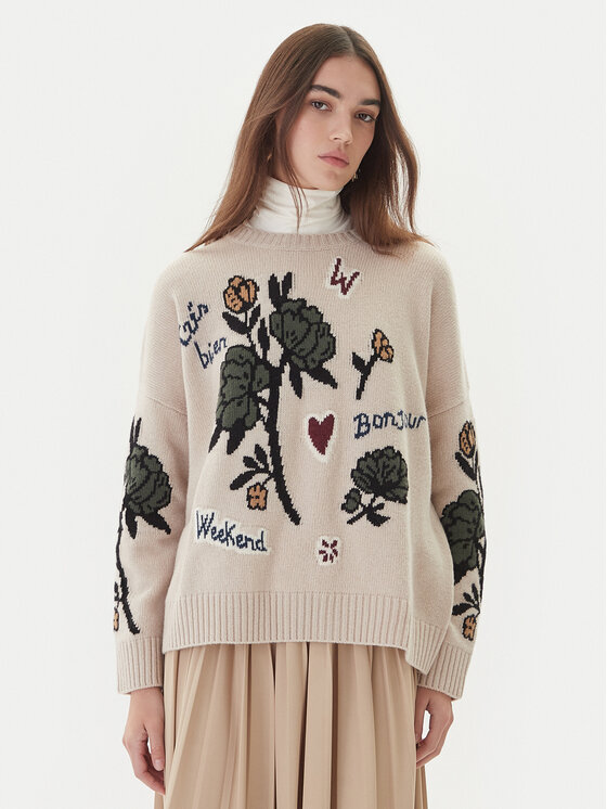 Weekend Max Mara Пуловер Pavidi 2525366262 Екрю Oversize цвят на ниска цена