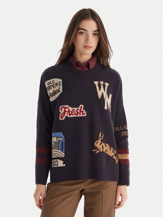 Weekend Max Mara Пуловер Pavidi 2525366262 Тъмносин Oversize цвят на ниска цена