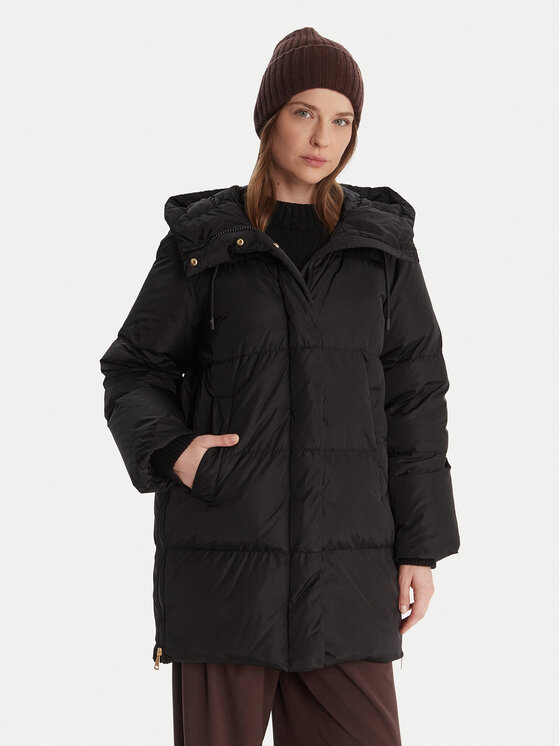 Weekend Max Mara Пухено яке Newbembo 2525496072 Черен Relaxed Fit цвят на ниска цена